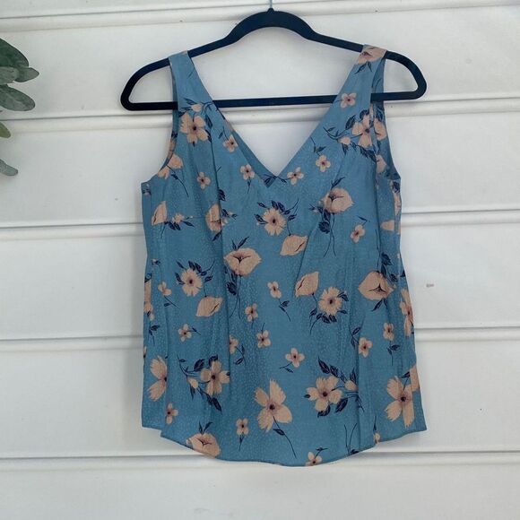 Rebecca Taylor Daniela Silk Blend Sleeveless Floral Blouse Tank Top Blue XS - Picture 2 of 13
